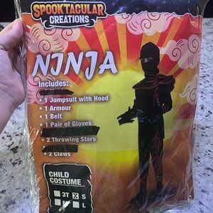 New - Spooktacular Creations Black and Red Ninja Costume with Hood